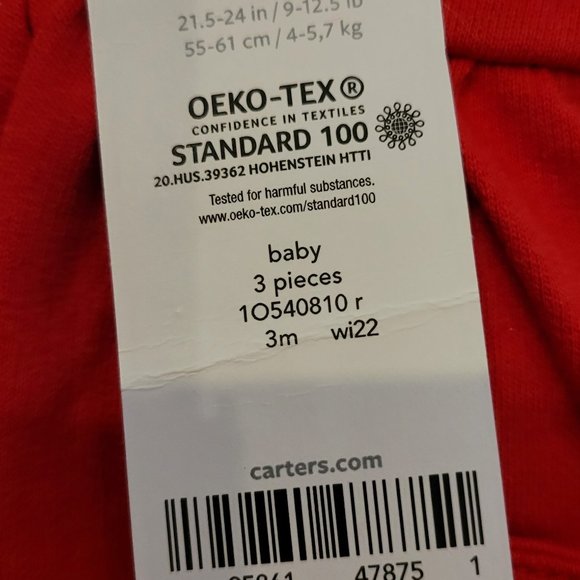 Adorable! Carter's Baby 2-Piece Red Jumper & Pink Shirt with Hearts 3 Mo - Picture 12 of 12